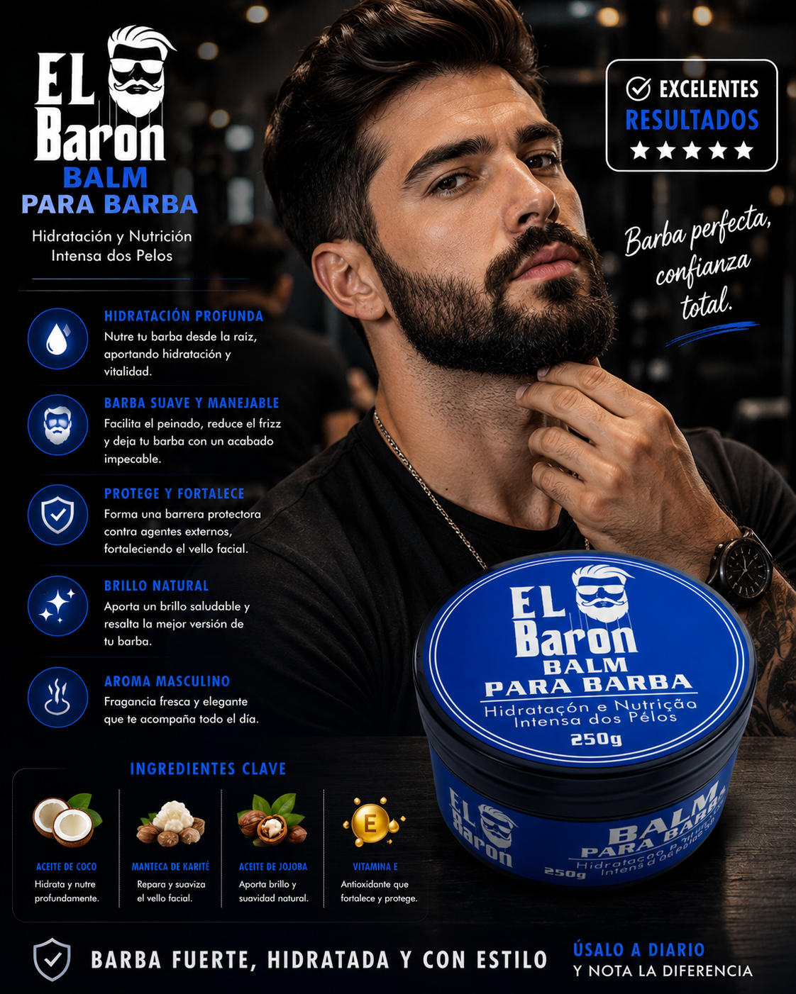 Pack X 3 Balsamo Para Barba Hidratante Nutricion El Baron