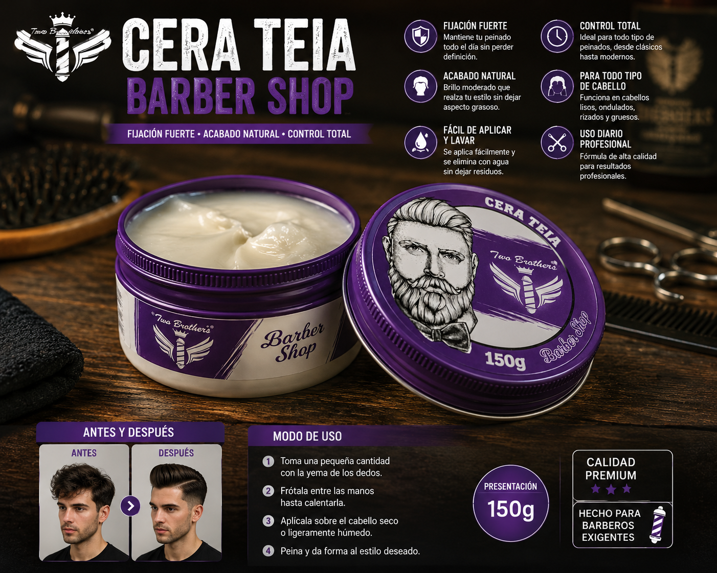 Cera Teia Two Brother 150g Profesional Barber Shop