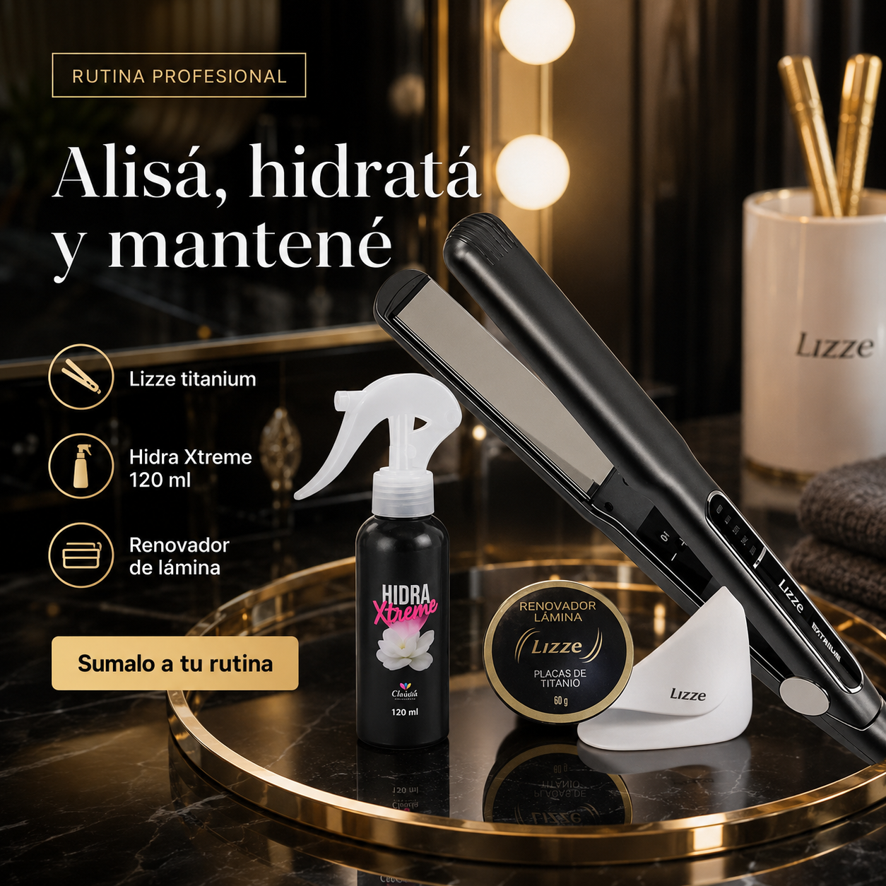 Plancha Lizze Extrem + Kit Mantenimiento + Protector Termico