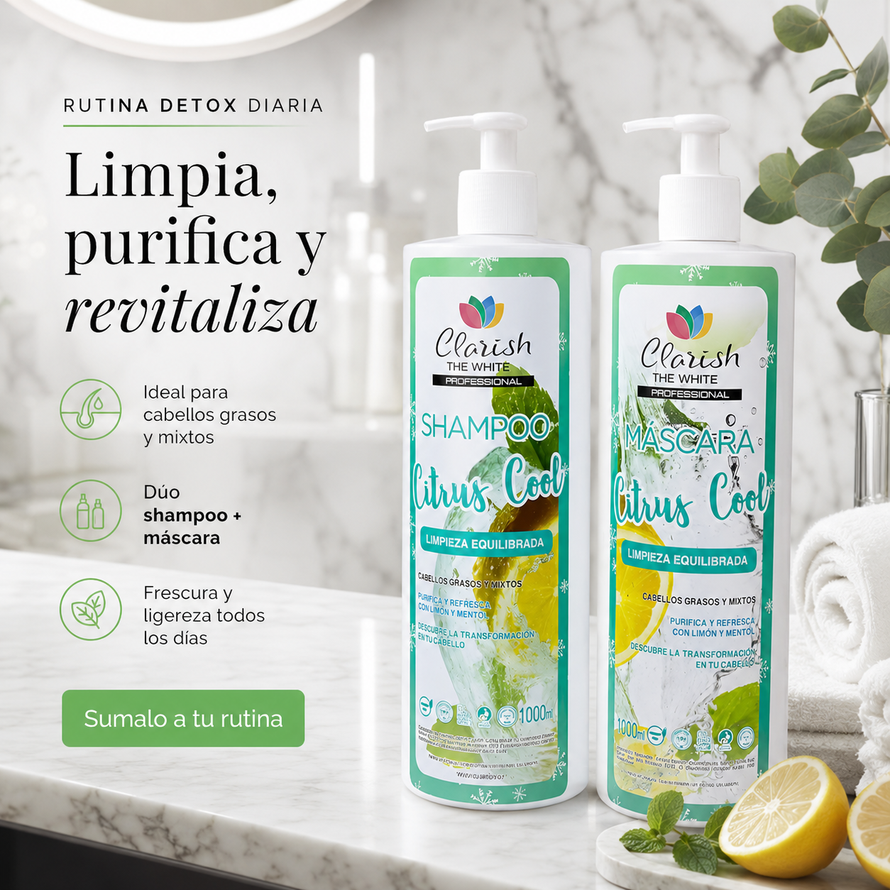 Pack Shampoo Sin Sal + Acondiccionador Menta Y Limon