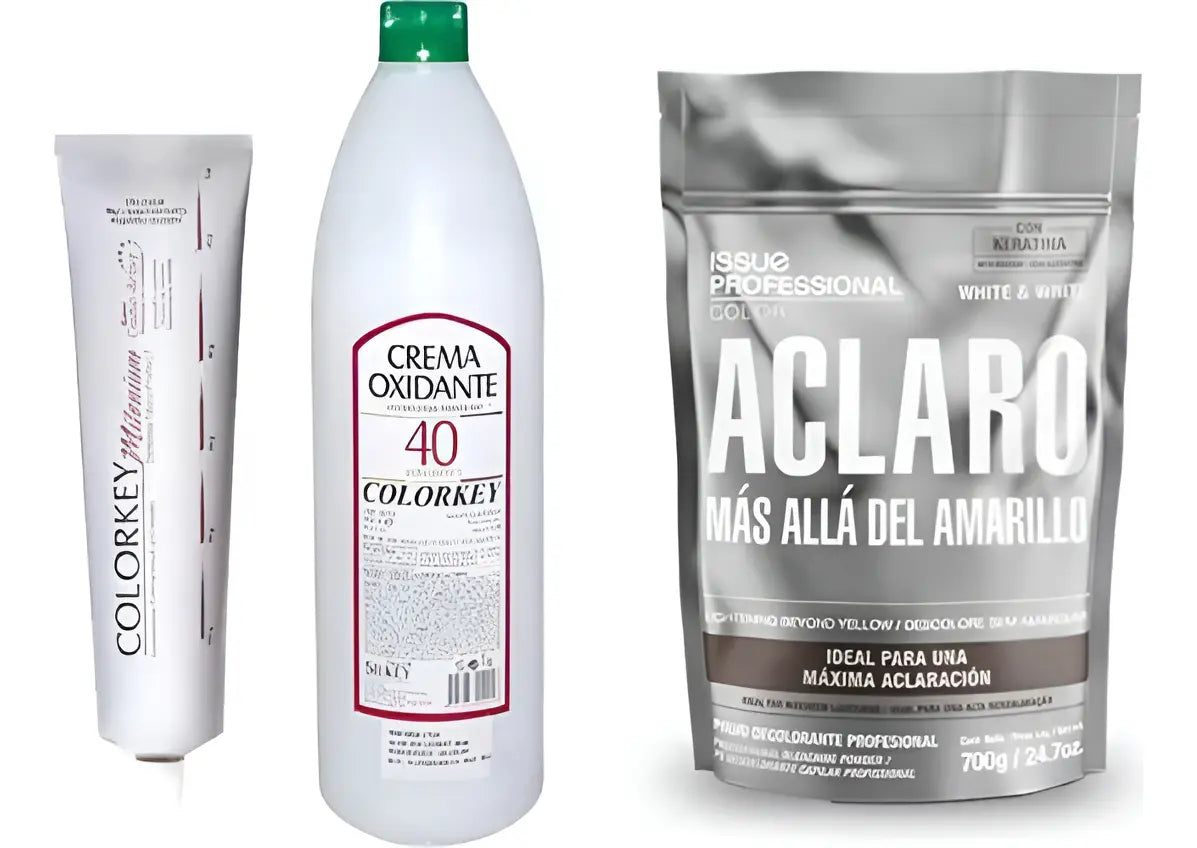 Kit Platinado Decolorante , Tinta Y Oxidante Para Barberia