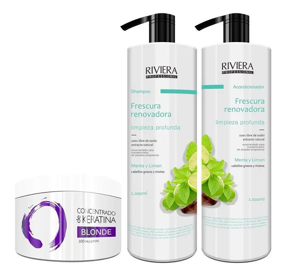 Shampoo 1l + Acond. Cabellos Grasos + Keratina Matizadora
