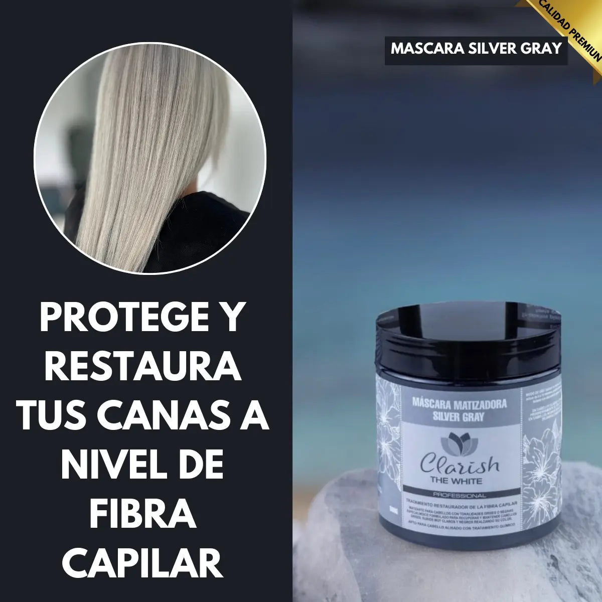 Máscara Matizadora Silver Gray Clarish The White 500gr