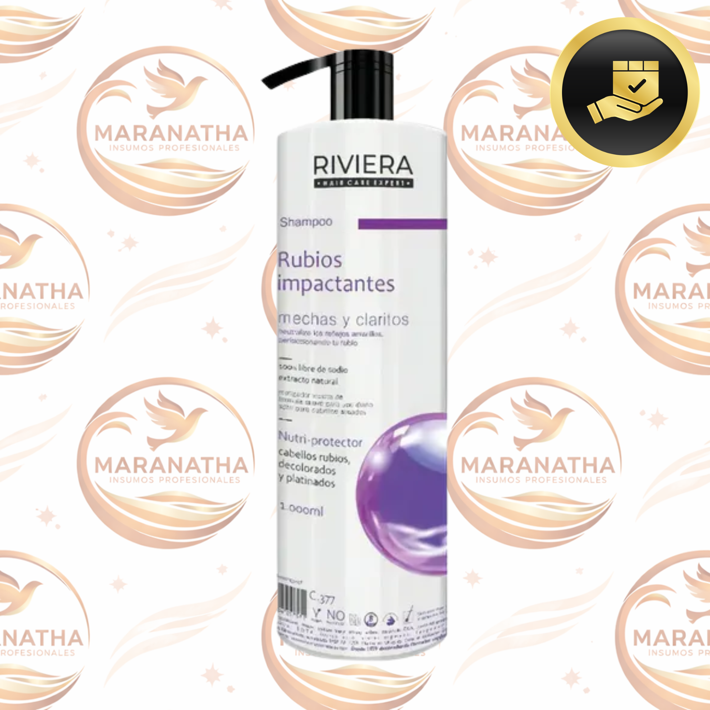Shampoo Matizador Riviera Rubios Impactantes Para Cabellos Teñidos 1 Litro