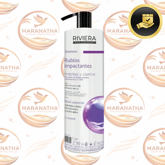 Shampoo Matizador Riviera Rubios Impactantes Para Cabellos Teñidos 1 Litro