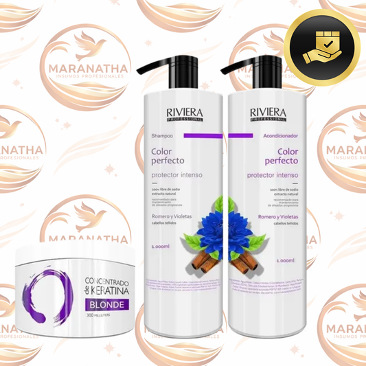 Shampoo 1l + Acond. Cabellos Teñidos + Keratina Matizadora