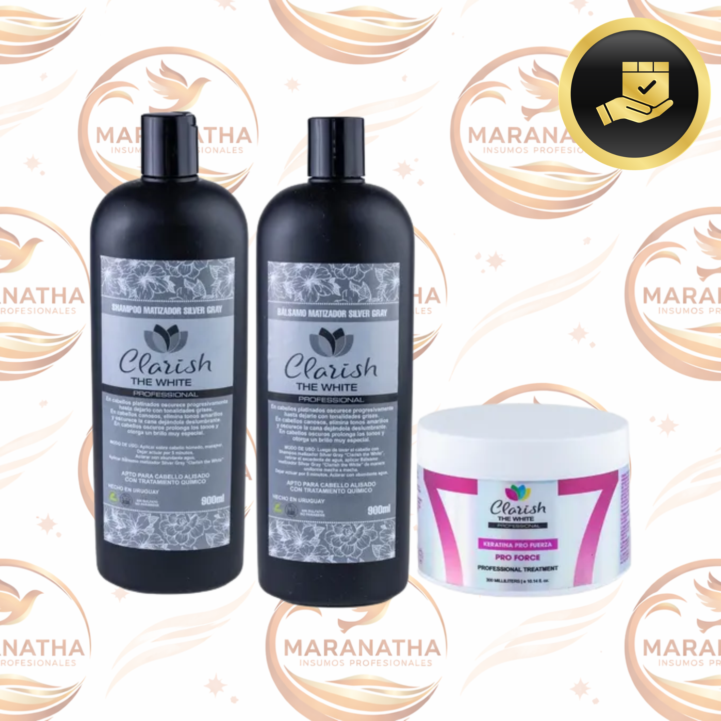 Shampoo Gris Sin Sal + Acond Canas + Keratina Concentrada