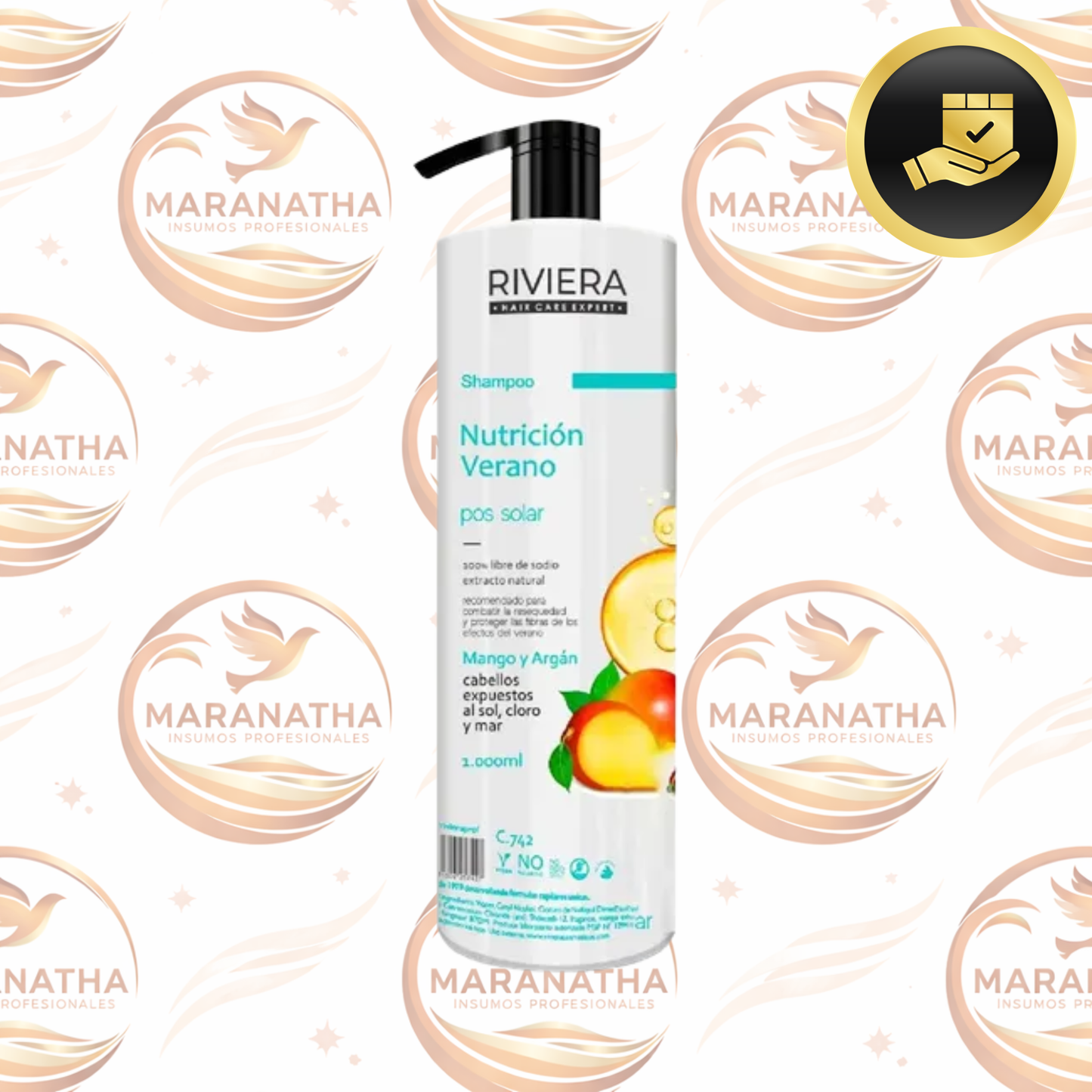 Shampoo Sin Sal Riviera Nutrición Verano Mango Y Argán 1l