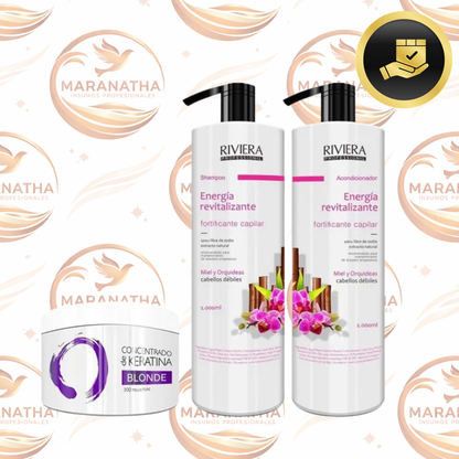 Shampoo 1l + Acond. Cabellos Débiles + Keratina Matizadora