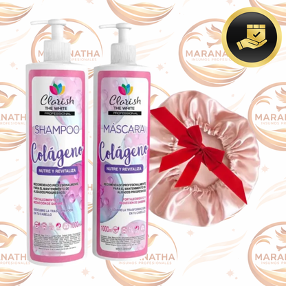 Shampoo Sin Sal Y Acondicionador Colageno  Clarish + Gorra