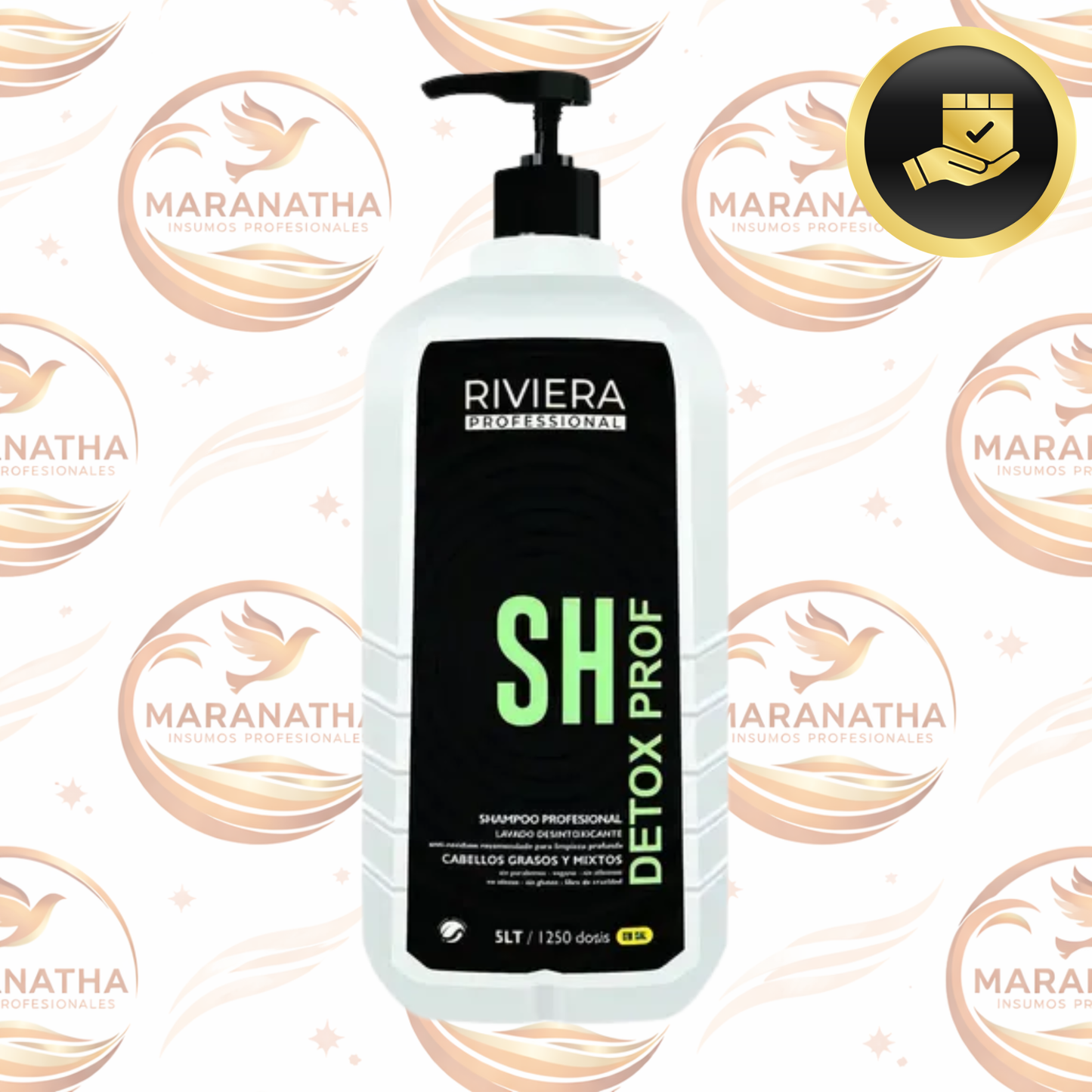 Shampoo Sin Sal Riviera Detox Profesional Para Cabellos Grasos 5 Litros