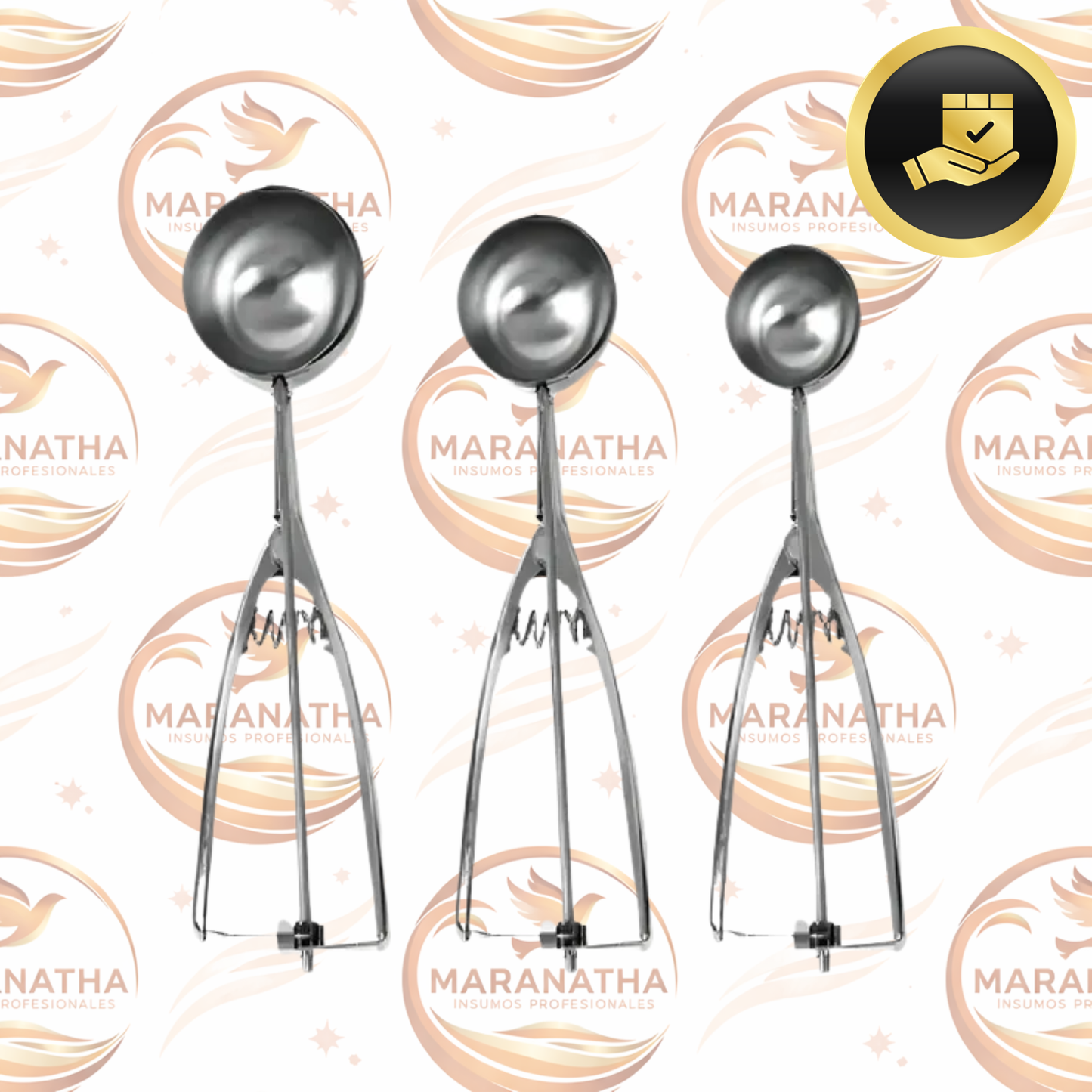 Cucharas Helado Acero Inoxidable 3 Piezas Color Plateado