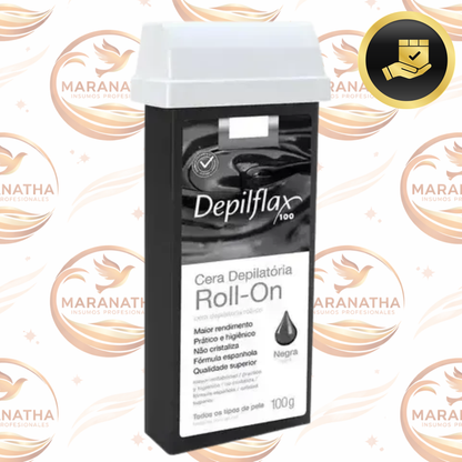 Cera Depilatoria Depilflax Roll On Negra