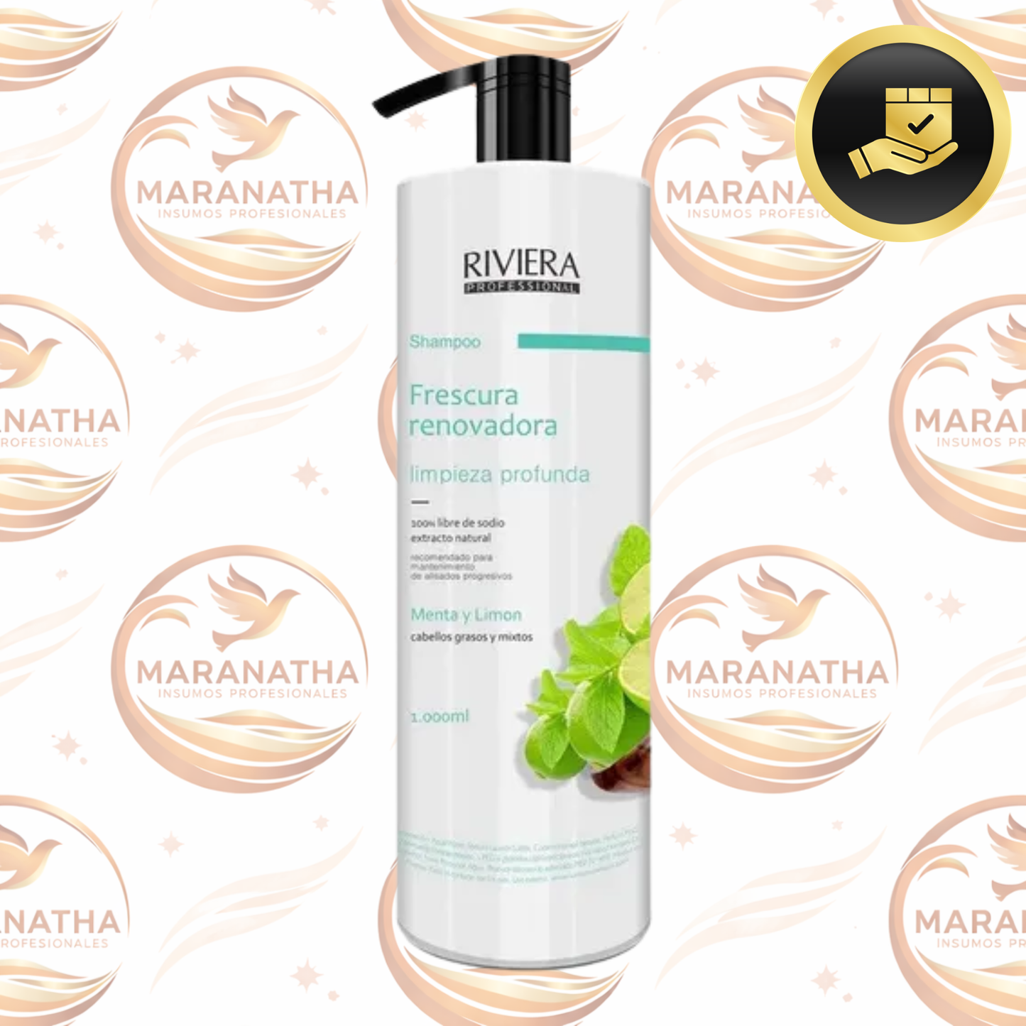 Shampoo Sin Sal Riviera Menta Y Limón Para Cabellos Grasos 1L