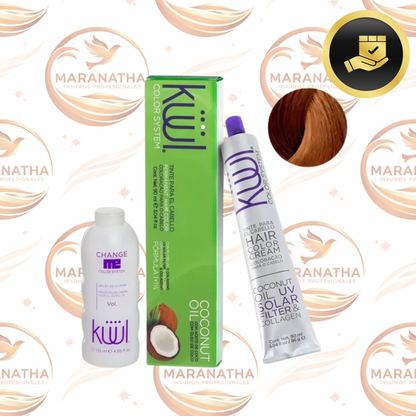 Tinta Kuul N°7.44 Con Aceite De Coco + Oxidante Activador Tono 7.44
