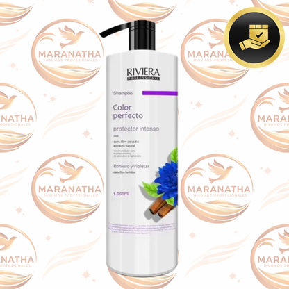 Shampoo Sin Sal Riviera Romero Y Violeta Para Cabellos Teñidos 1L