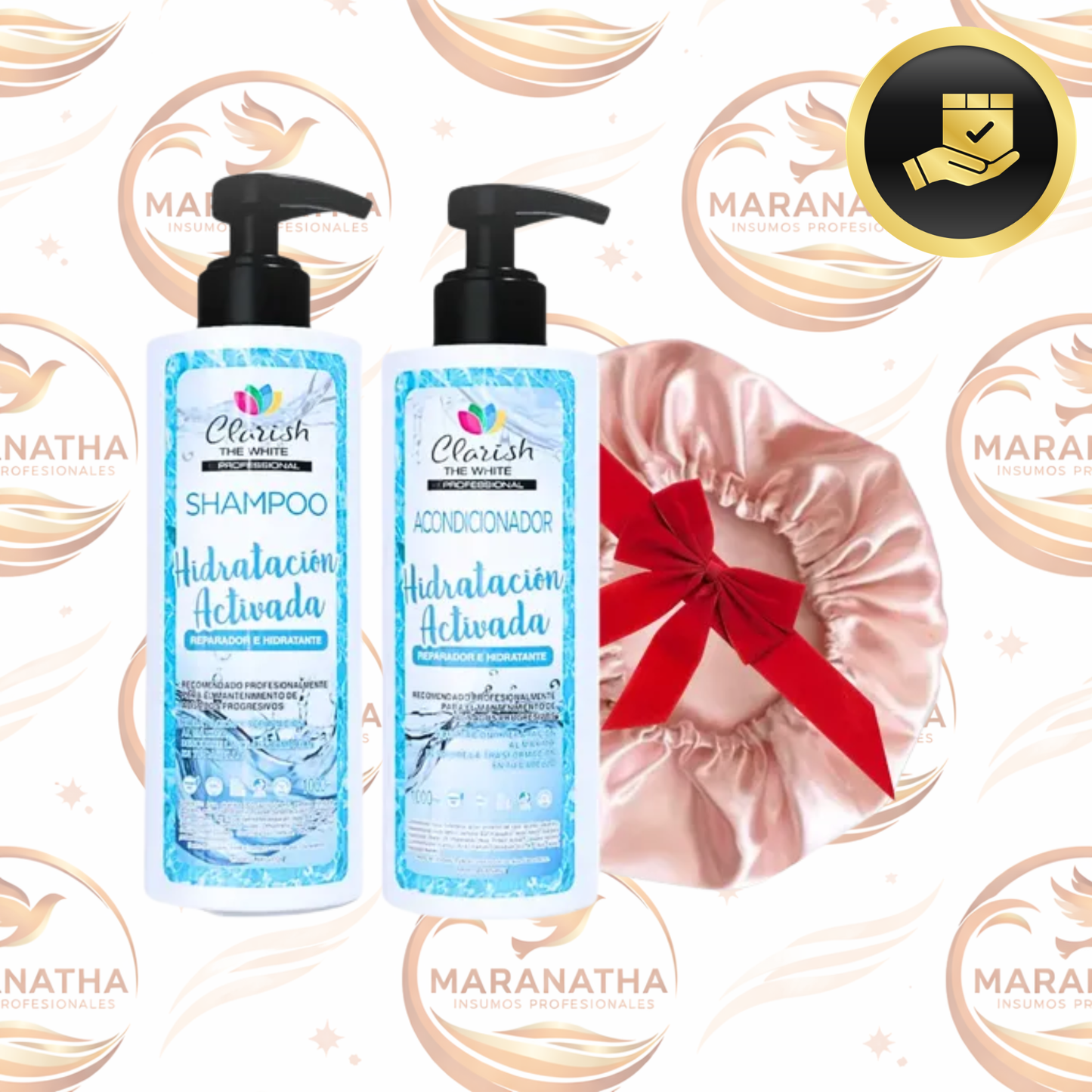 Shampoo Hidratante Sin Sal + Acondicionador 1lt Prof + Gorra