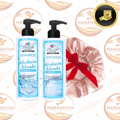 Shampoo Hidratante Sin Sal + Acondicionador 1lt Prof + Gorra