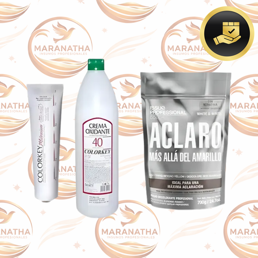 Kit Platinado  Decolorante , Tinta  Y Oxidante Para Barberia