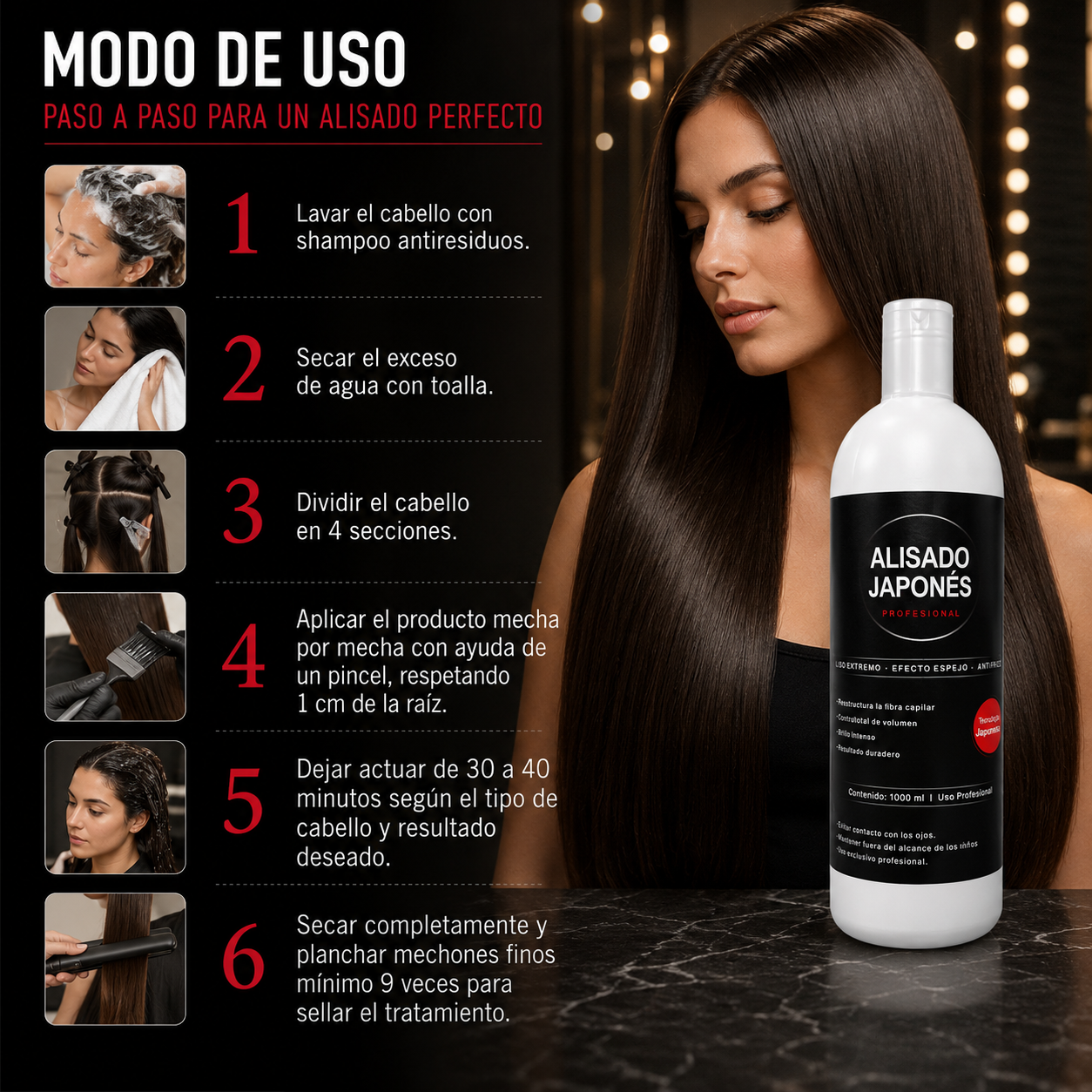 Alisado Japonés Profesional 1000 ml – Liso Extremo y Control Total del Frizz
