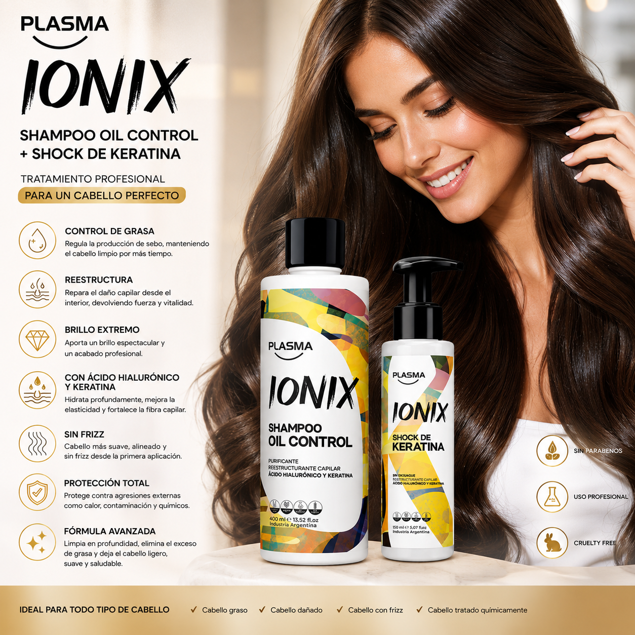 Pack Ionix Plasma Shampo Oil Control  + Keratina Shock