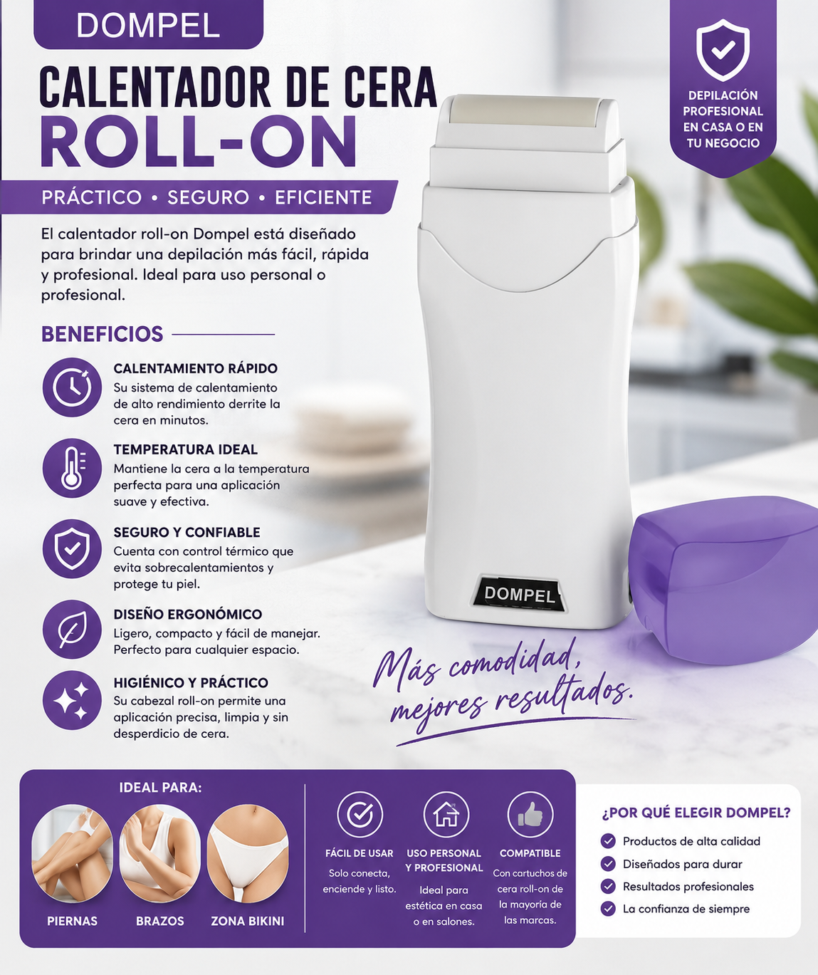 Calentador Cera Dompel Depill One Roll-on 100g 220v