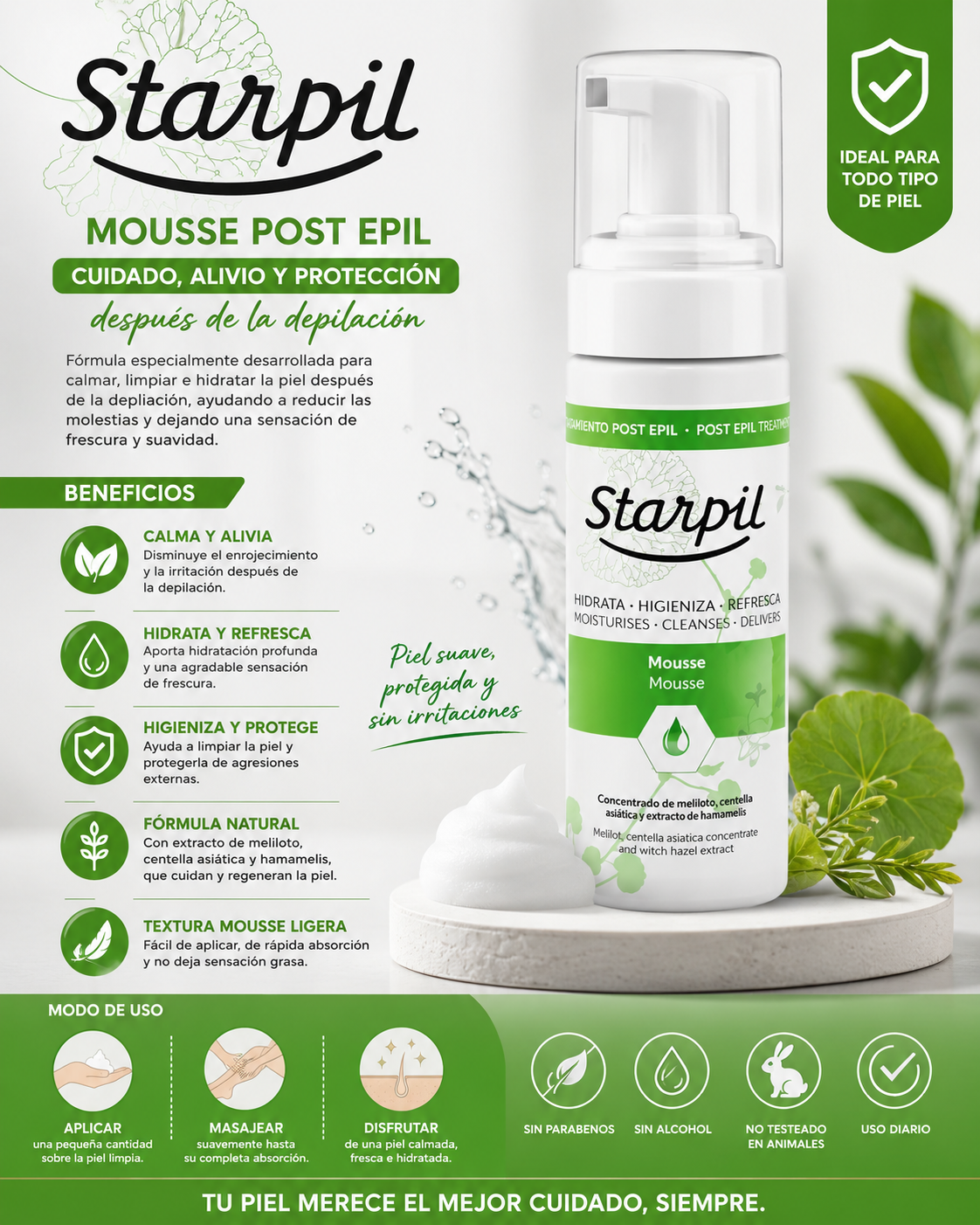 Mousse Pos Depilatorio Hidratante Corporal Starpil 150ml