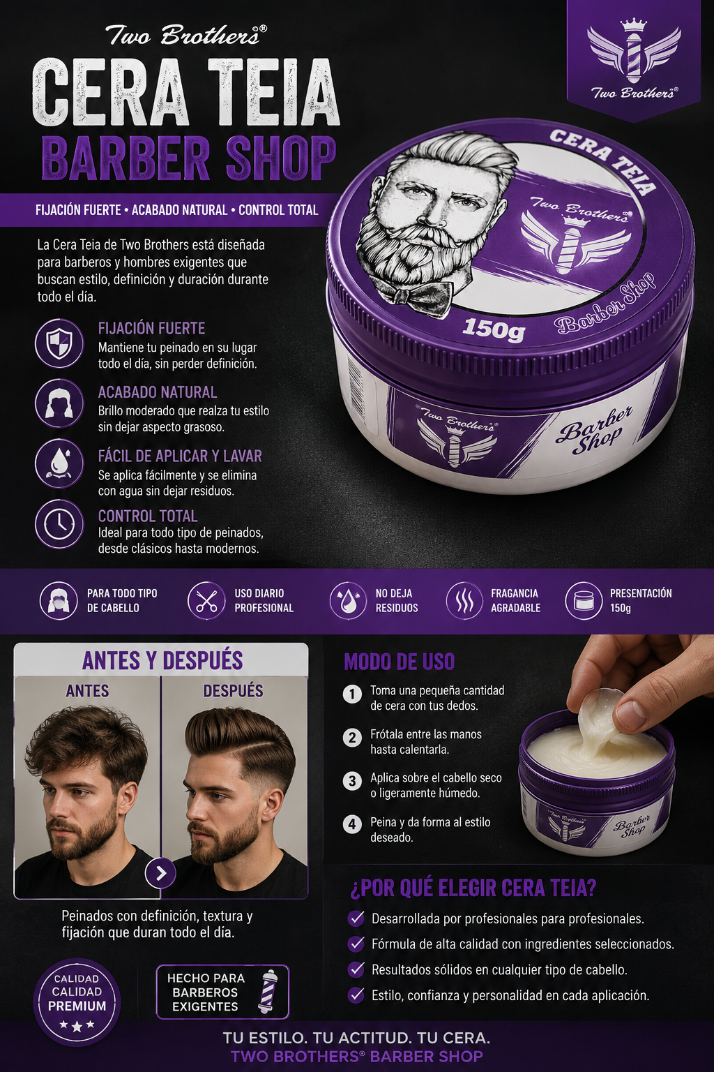 Cera Teia Two Brother 150g Profesional Barber Shop