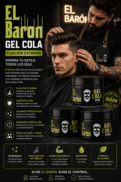 Pack X 3 Cera Gel Cola El Baron Profesional Negro