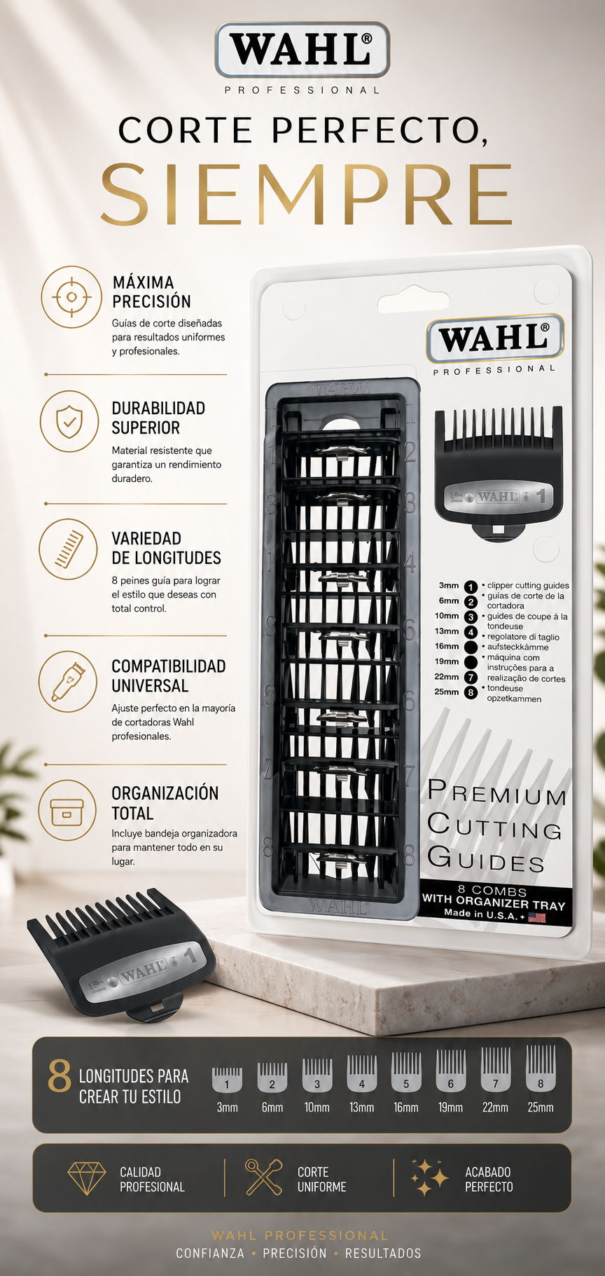Maquina Wahl Peines Sobrepeines Metálicos