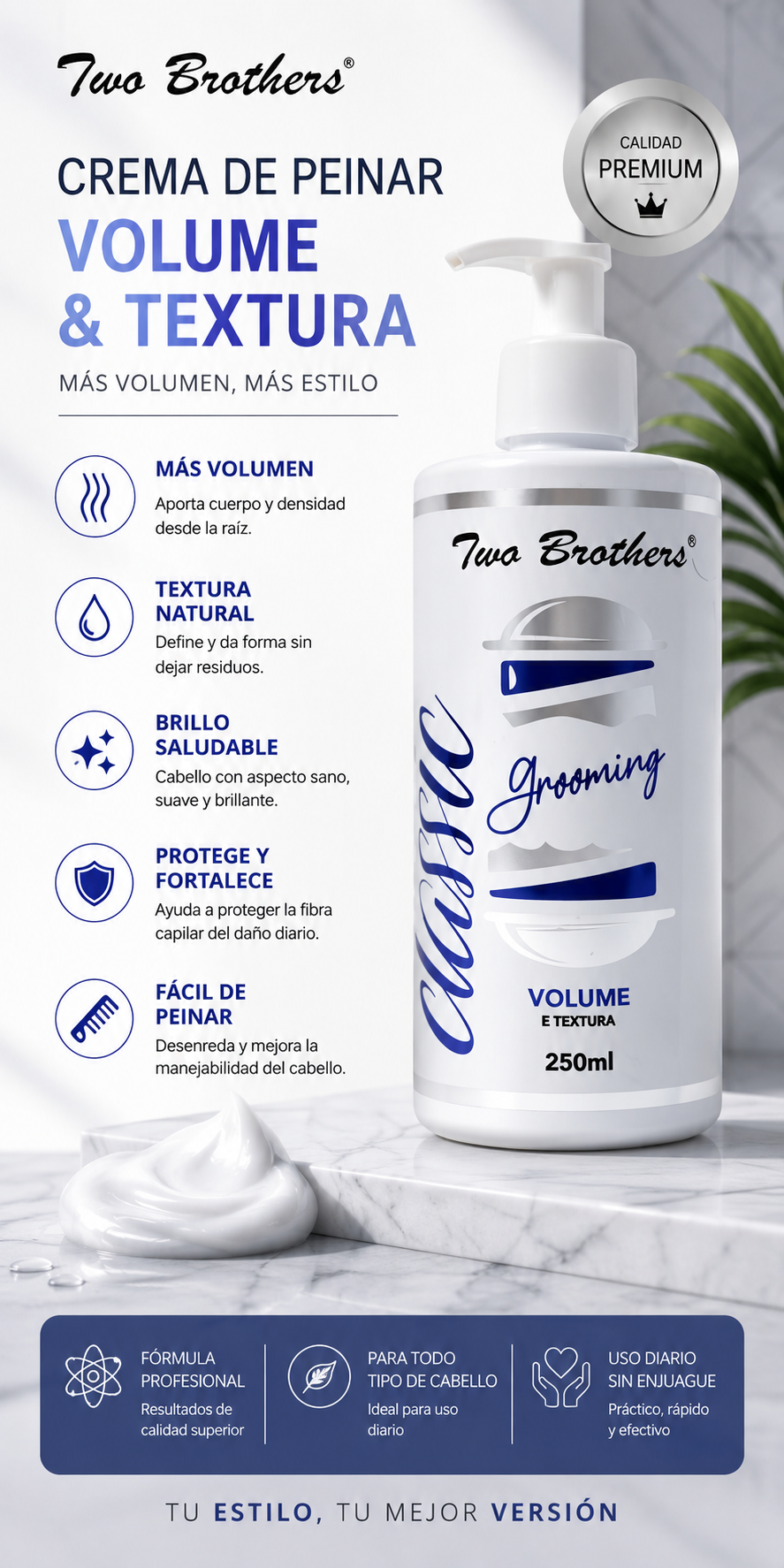 Grooming Para Peinado Y Volumen Two Brother 250ml Barberia