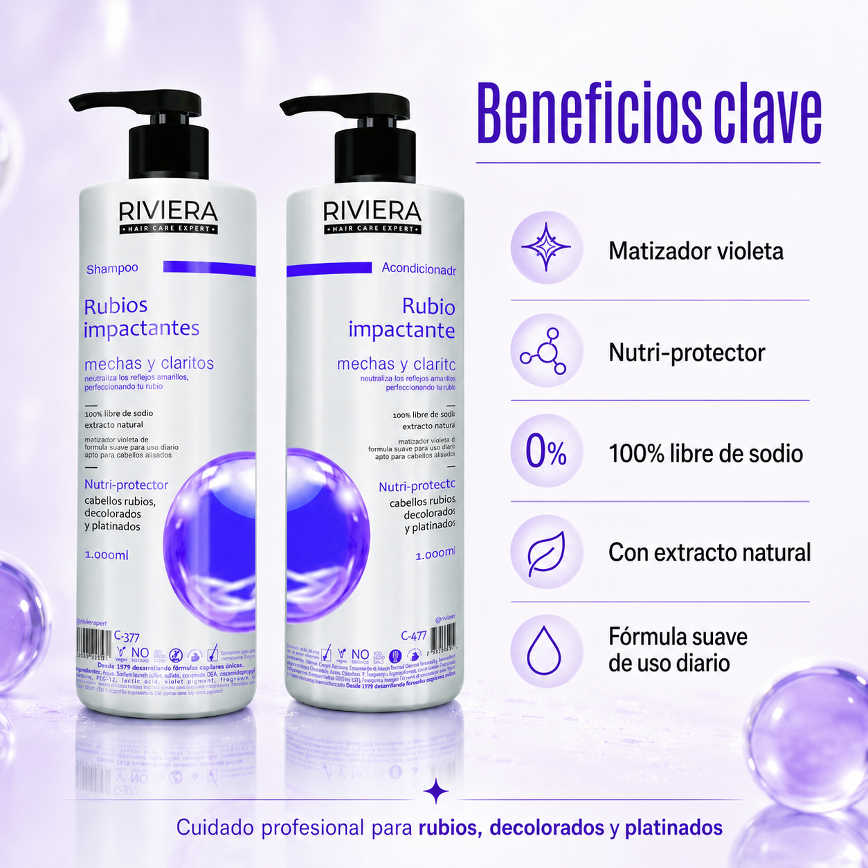 Shampoo + Acondicionador Rubios Impactantes Cabellos Teñidos