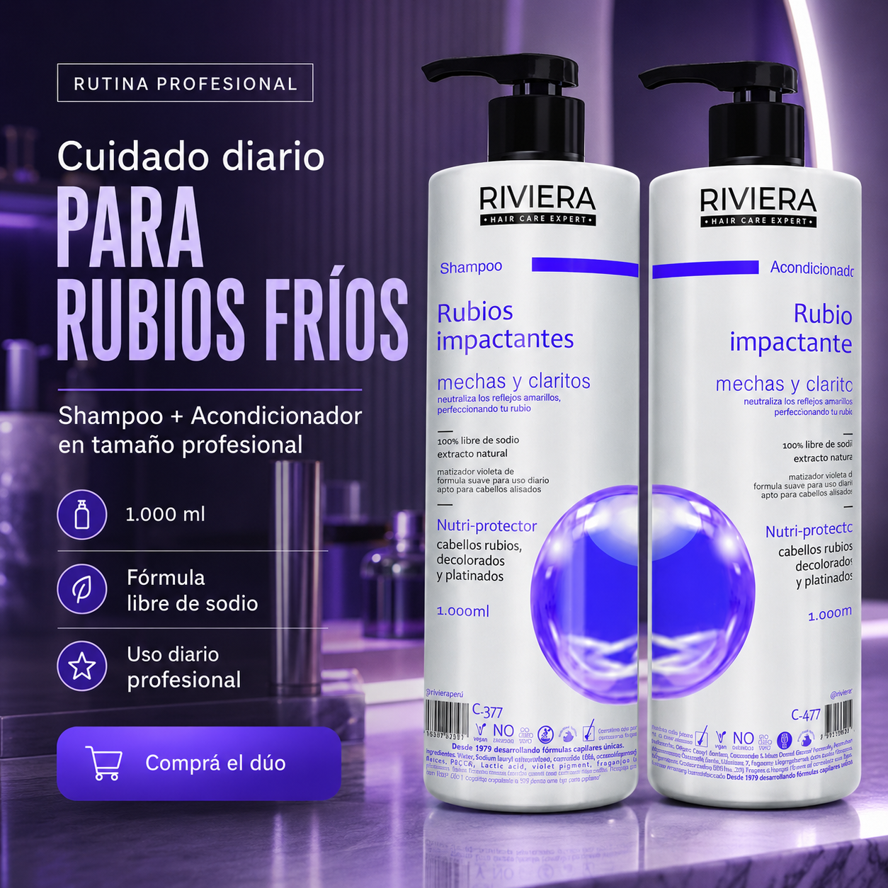 Shampoo + Acondicionador Rubios Impactantes Cabellos Teñidos