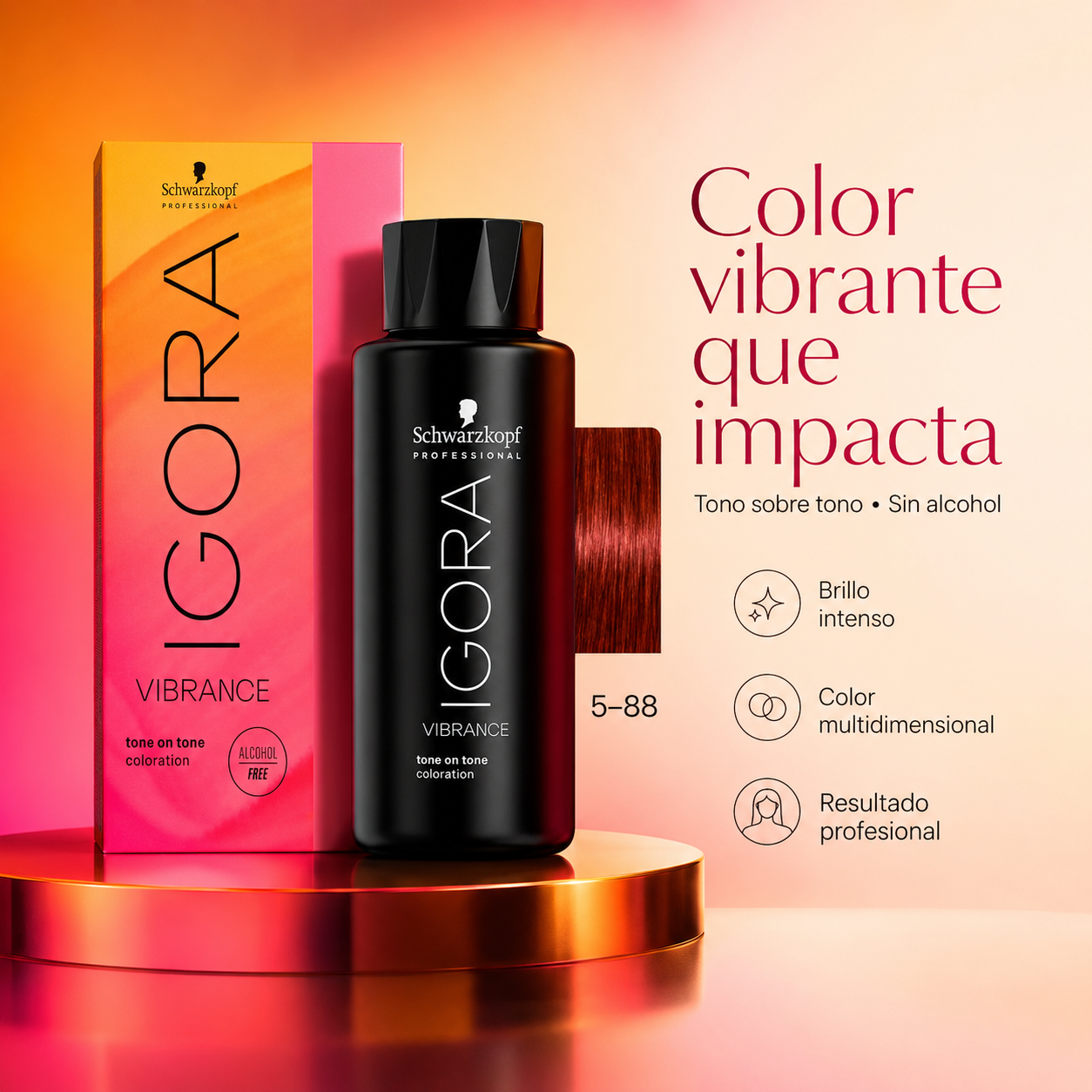 Tinte En Gel Tono Sobre Tono 60ml Igora Vibrance Schwarzkopf Tono 5-88