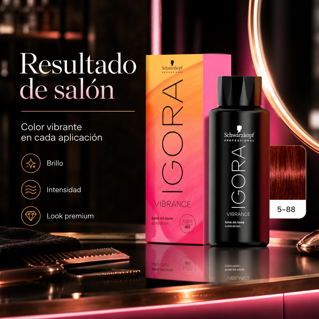 Tinte En Gel Tono Sobre Tono 60ml Igora Vibrance Schwarzkopf Tono 5-88