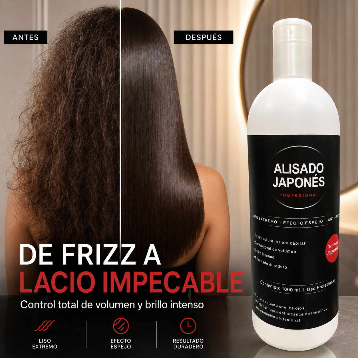 Alisado Japonés Profesional 1000 ml – Liso Extremo y Control Total del Frizz