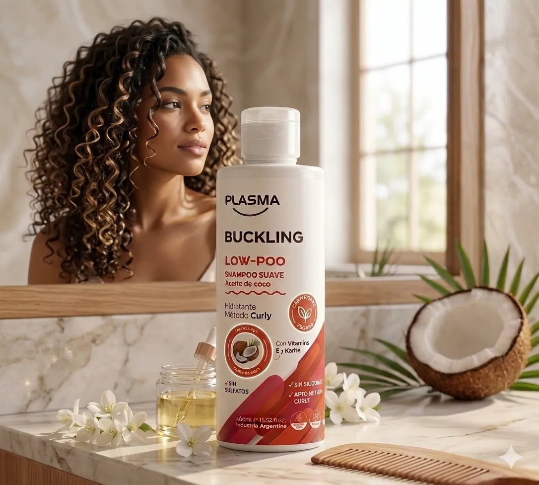 Shampoo Rulos Buckling Low Poo  400ml Suave Aceite De Coco
