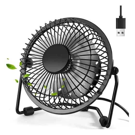 Ventilador USB de Mesa Silencioso Black Mount Rotación 360º Portátil