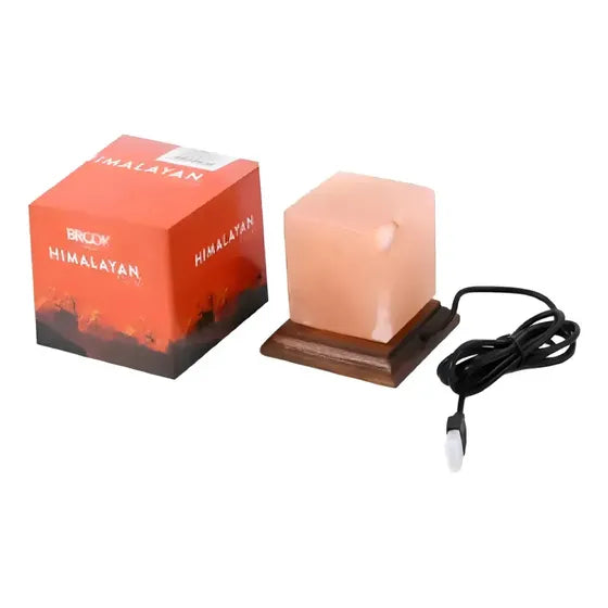 Lampara Con Luz De Colores De Sal Himalaya Cuadrada Usb Gs