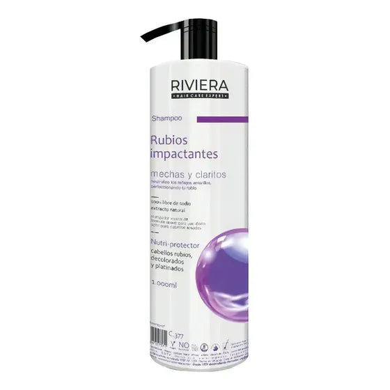 Shampoo Matizador Riviera Rubios Impactantes Para Cabellos Teñidos 1 Litro