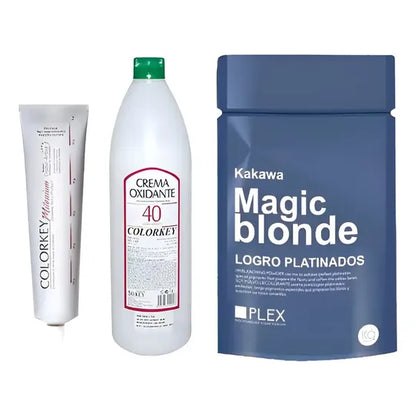 Kit Platinado 1 Barbería Tinta + Polvo Decolorate + Oxidante