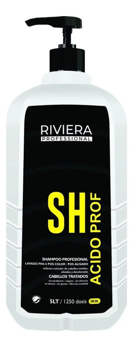 Shampoo Acido Riviera Profesional Sin Sal Vegano 5 Litros