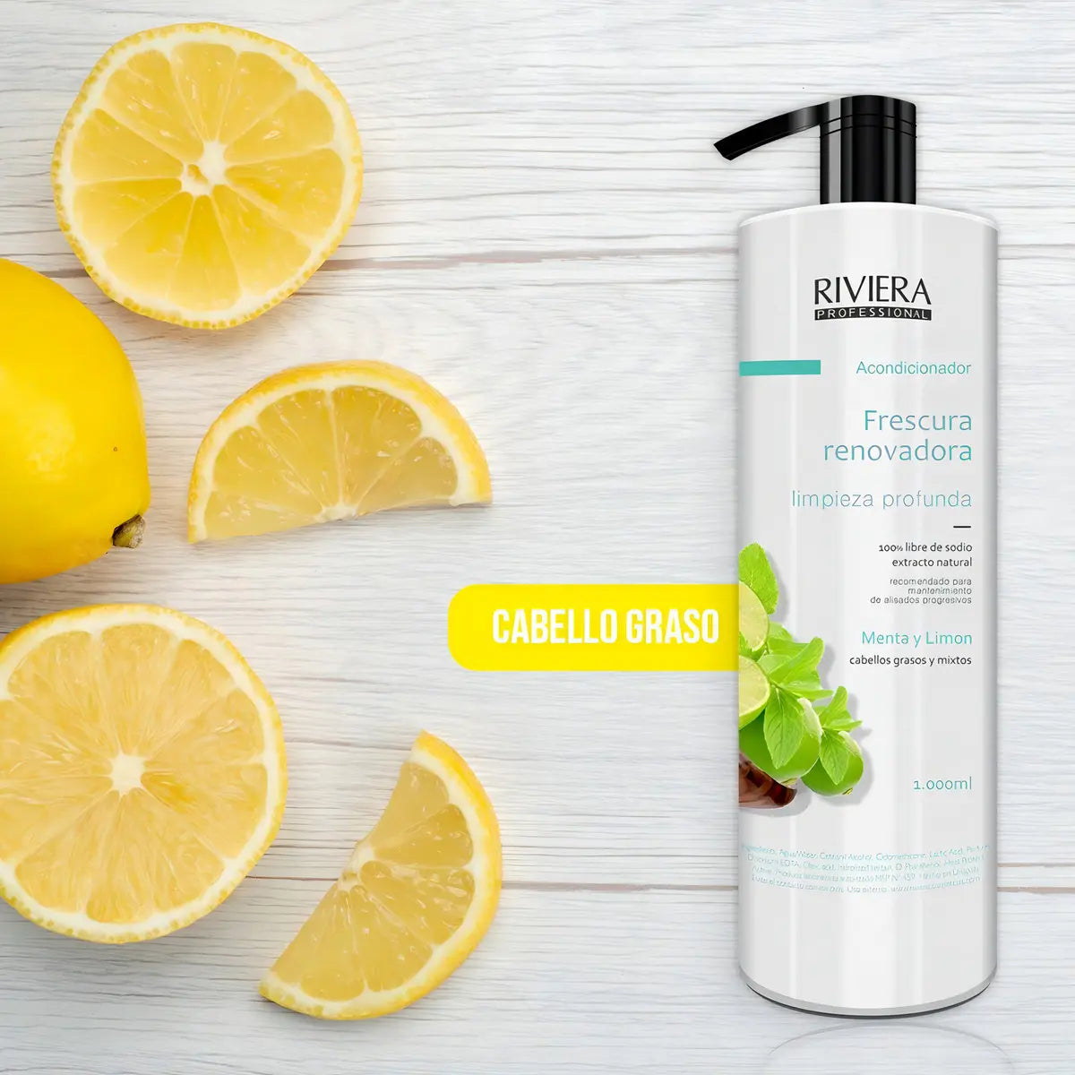 Acondicionador Cabello Graso Menta Y Limón Riviera 1l