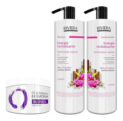 Shampoo 1l + Acond. Cabellos Débiles + Keratina Matizadora