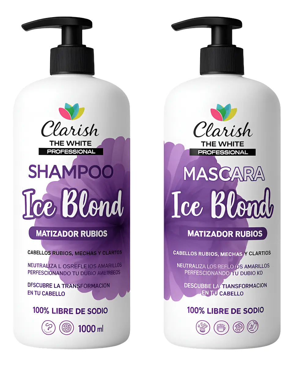 Pack Shampoo + Acond, Matizador Ice Blond Clarish Uso Diario