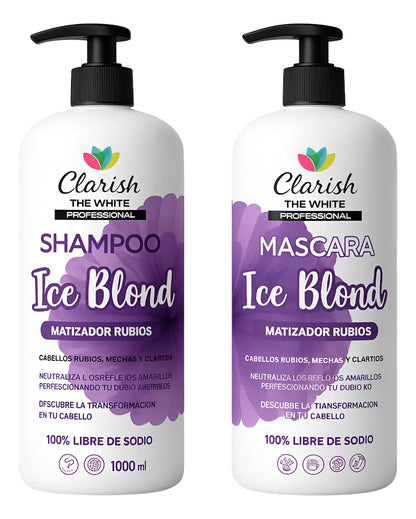 Pack Shampoo + Acond, Matizador Ice Blond Clarish Uso Diario