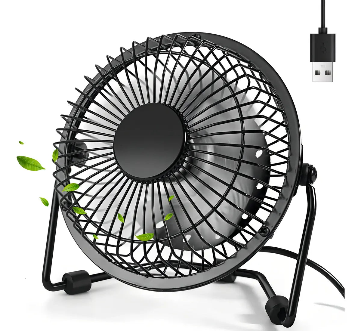 Ventilador USB de Mesa Silencioso Black Mount Rotación 360º Portátil