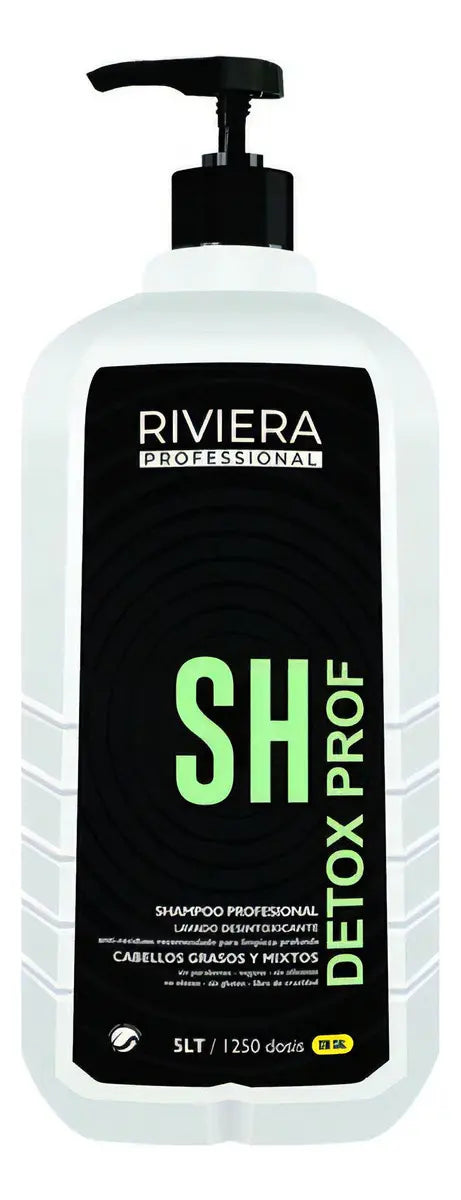 Shampoo Sin Sal Riviera Detox Profesional Para Cabellos Grasos 5 Litros