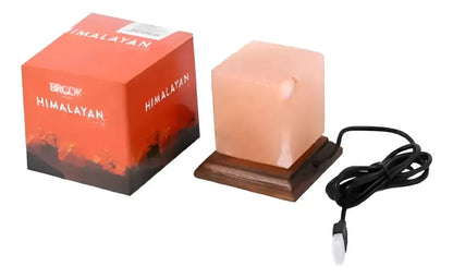 Lampara Con Luz De Colores De Sal Himalaya Cuadrada Usb Gs