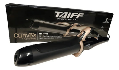 Rizador Curves Bivolt de 38 mm, 1 1/2, color negro Taiff